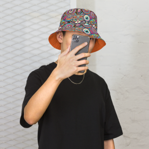 Intergalactic Cat Reversible rave bucket hat